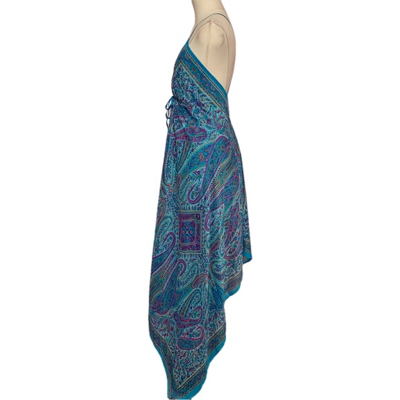 VTG Y2K Blue and Purple Paisley Maxi Dress/Beach Cover-Up S - Picture 5 of 7